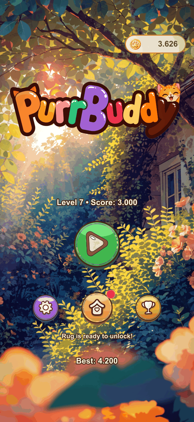 The PurrBuddy title screen